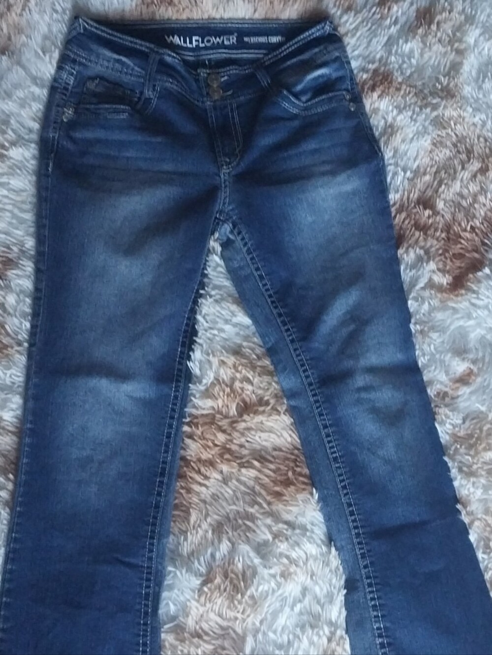 Wallflower Blue Stretch Bootcut Jeans with Faded Detail